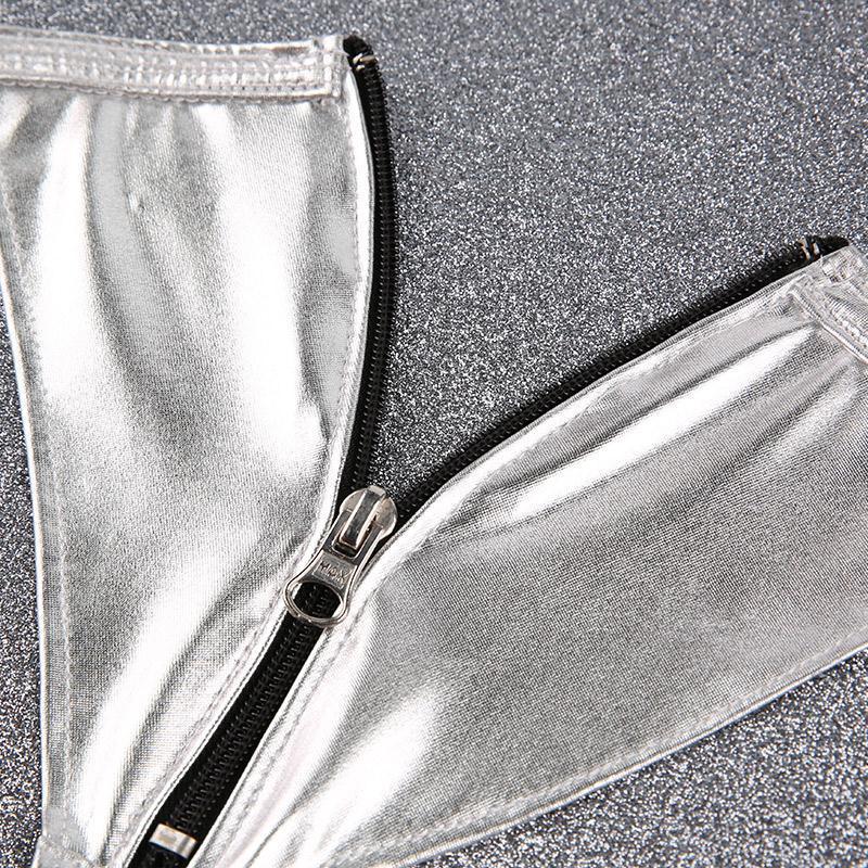 Best women's front-opening leather pants T-pants abuse bondage adult products zipper thongs for Adults - Nikita Studio