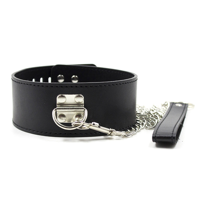 Best Toy Black Leather Bondage Lock Collar Strap for Adults - Nikita Studio