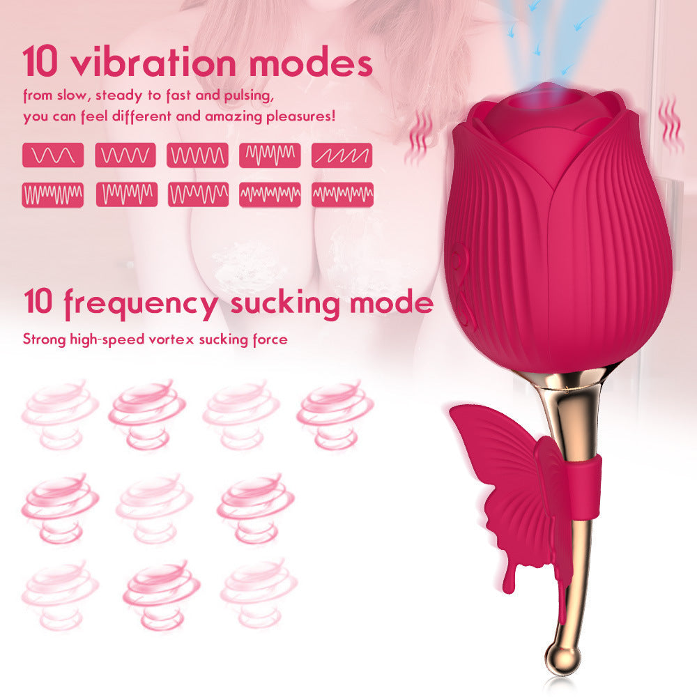 Best Rose Sucker Sucking Milk Vibrating Vibrating Egg Masturbation Device for Adults - Nikita Studio